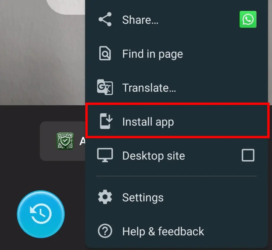 Image of Android phone - Tap Install App